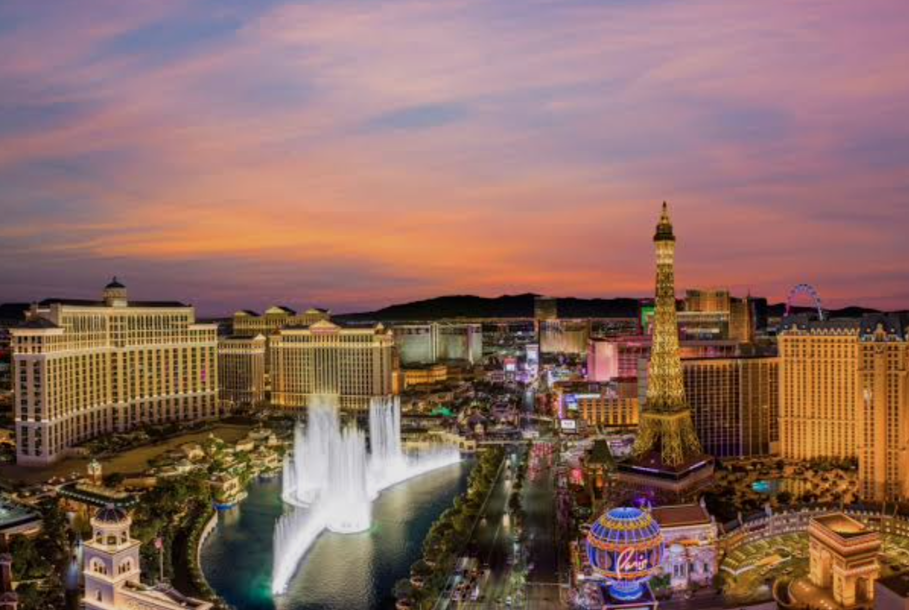 Las Vegas skyline at sunset